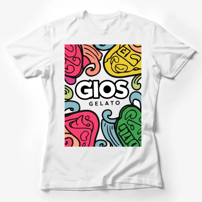 GIOS Gelato Inspired T-Shirt, Colorful Abstract Art, Fashionable Unisex Casual Tee, Ice Cream Lover Gift Female T-Shirt