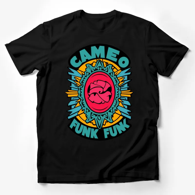 Funky Cameo T-Shirt, Bright Colors with Bold Text, Unisex Fashion, Trendy Pop Art Tee Male T-Shirt