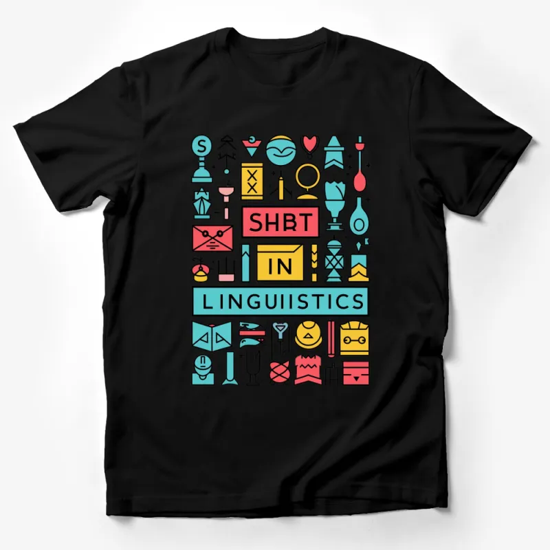 Colorful Linguistics Icon T-Shirt, Graphic Tee for Language Lovers, Unisex Casual Wear Male T-Shirt