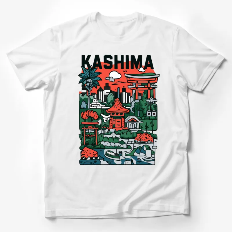 Kashima Japan Cityscape T-Shirt, Colorful Graphic Tee, Urban Skyline, Travel Inspired, Unisex Male T-Shirt