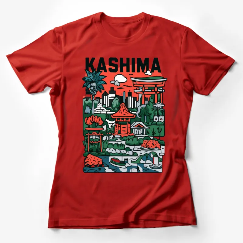 Kashima Japan Cityscape T-Shirt, Colorful Graphic Tee, Urban Skyline, Travel Inspired, Unisex Female T-Shirt