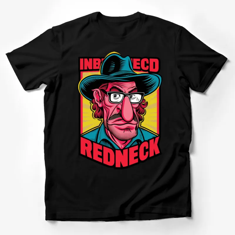 Inbred Redneck Retro Comic Art T-Shirt, Bold Colorful Graphic Tee, Vintage Style Casual Wear Male T-Shirt