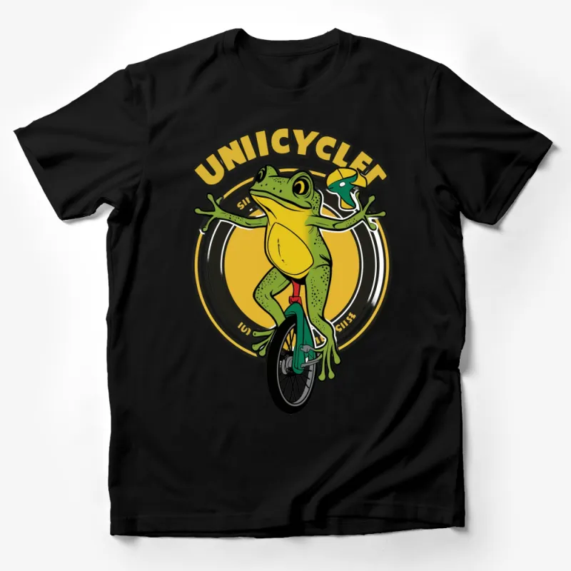 Funny Unicycling Frog T-Shirt, Unique Unicyclist Frog Graphic Tee, Cute Animal Shirt for All Ages Male T-Shirt