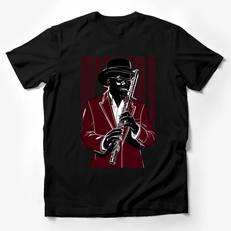 Stylish Jazz Musician T-Shirt, Saxophone Player Graphic Tee, Unique Music Lover Gift, Vintage Jazz Art Shirt Male T-Shirt