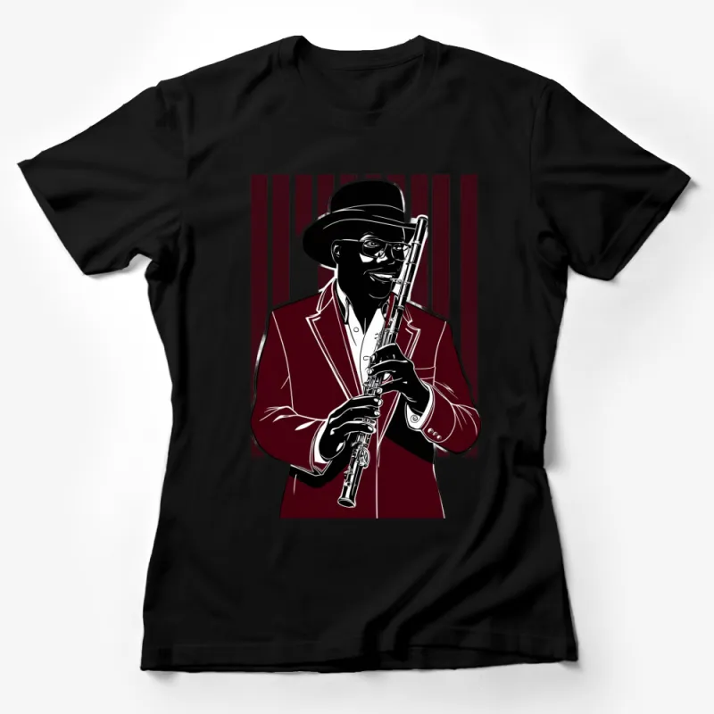 Stylish Jazz Musician T-Shirt, Saxophone Player Graphic Tee, Unique Music Lover Gift, Vintage Jazz Art Shirt Female T-Shirt