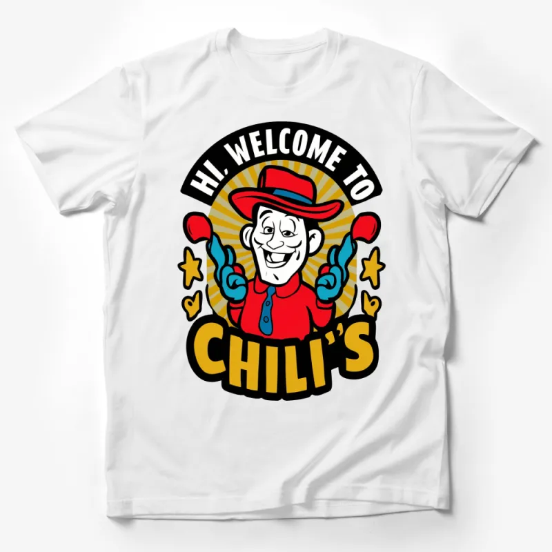 Vintage Chili's Welcome Graphic T-Shirt, Retro Style Restaurant Logo, Unisex Casual Tee Male T-Shirt