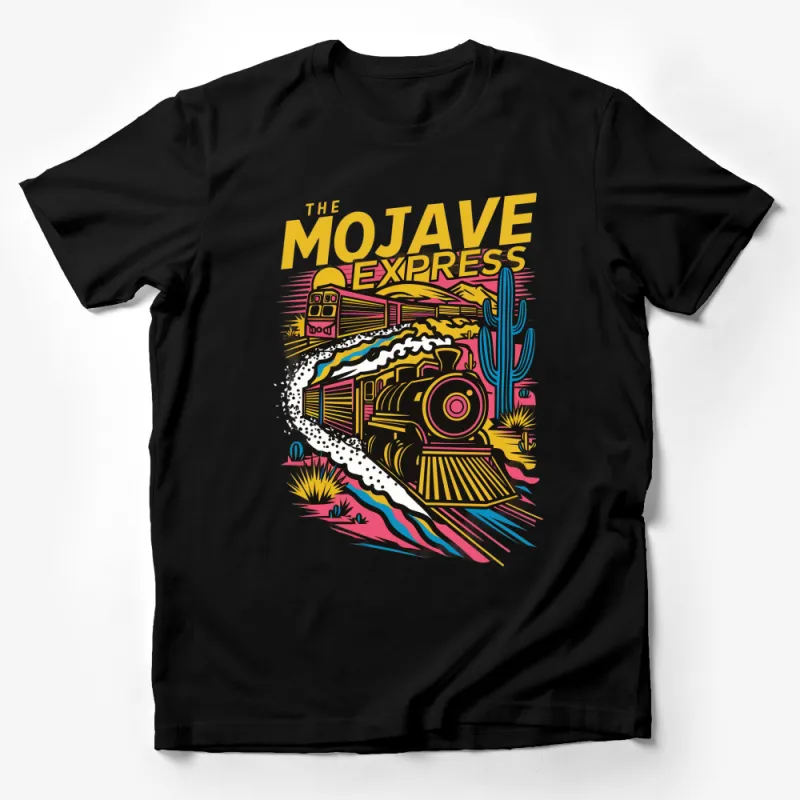 Vintage Train T-Shirt, The Mojave Express Colorful Locomotive Design, Retro Railroad Graphic Tee, Unisex Adult Clothing Male T-Shirt