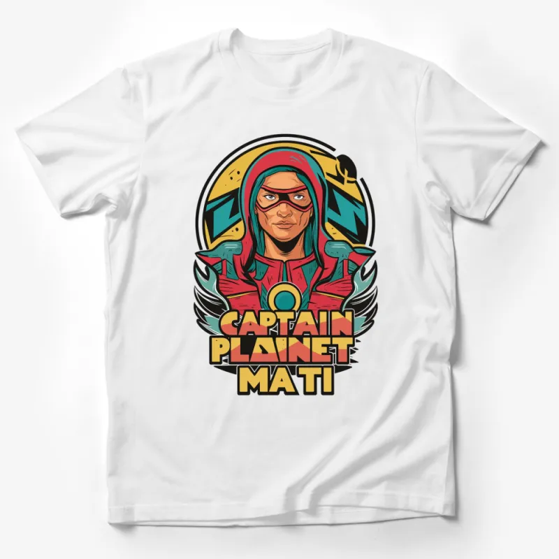 Captain Planet Mati Inspired Graphic T-Shirt, Colorful Vintage Superhero Design, Unisex Tee Male T-Shirt