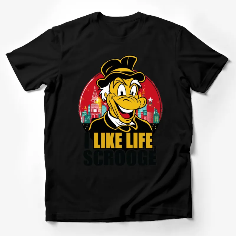 Scrooge McDuck I Like Life Scrooge T-Shirt, Vintage Cartoon Graphic Tee, Christmas Gift Male T-Shirt