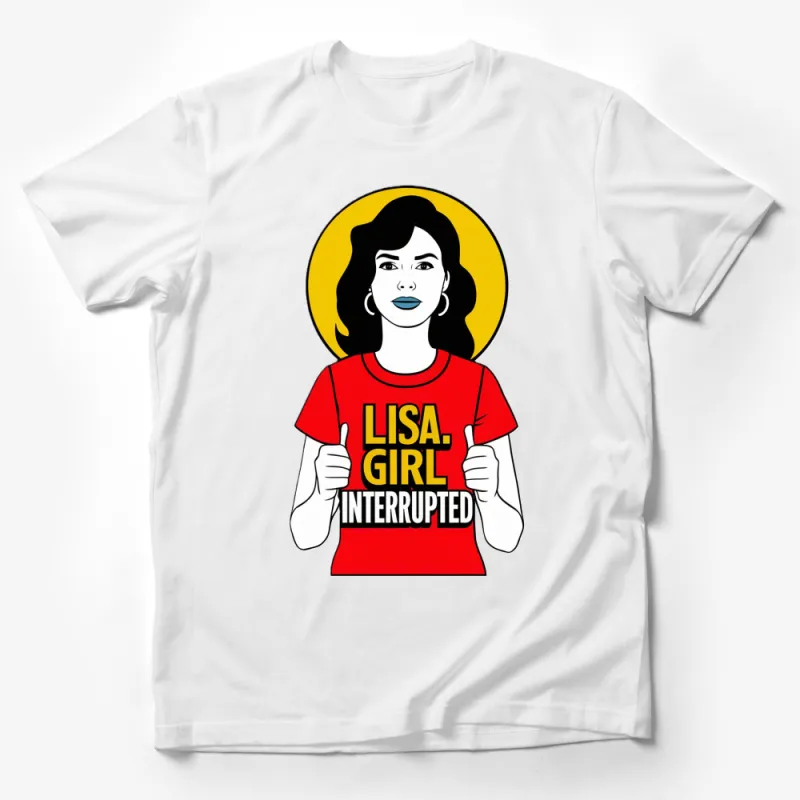 Lisa Girl Interrupted Bold Graphic T-Shirt, Pop Culture Inspired, Red and Yellow Tee, Unisex Fashion Male T-Shirt