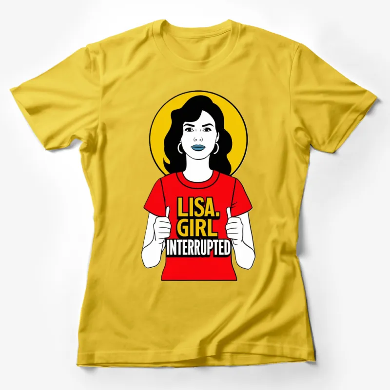 Lisa Girl Interrupted Bold Graphic T-Shirt, Pop Culture Inspired, Red and Yellow Tee, Unisex Fashion Female T-Shirt