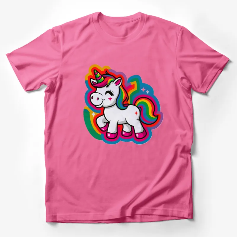 Colorful Unicorn Rainbow Graphic Tee, Cute Fantasy Animal T-Shirt for Kids and Adults Male T-Shirt