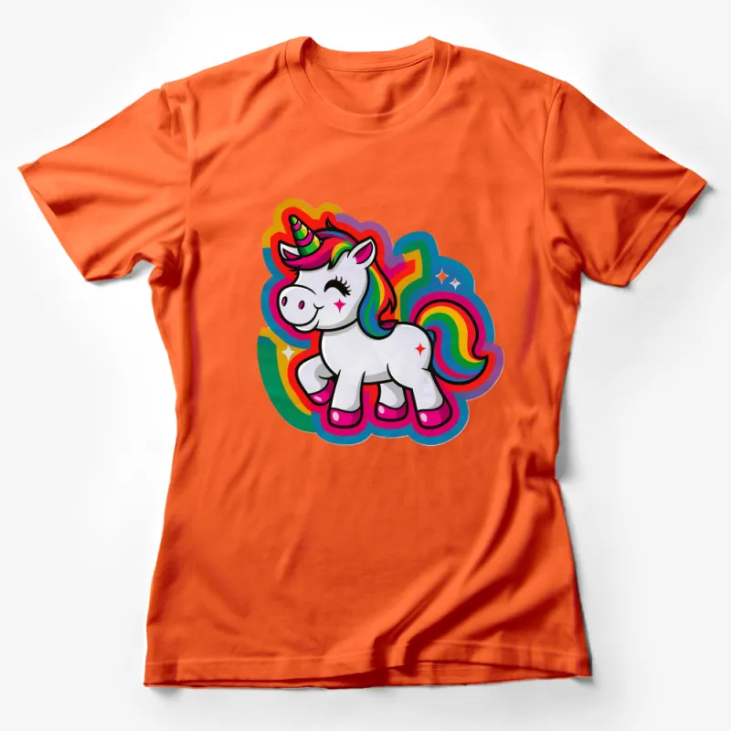 Colorful Unicorn Rainbow Graphic Tee, Cute Fantasy Animal T-Shirt for Kids and Adults Female T-Shirt