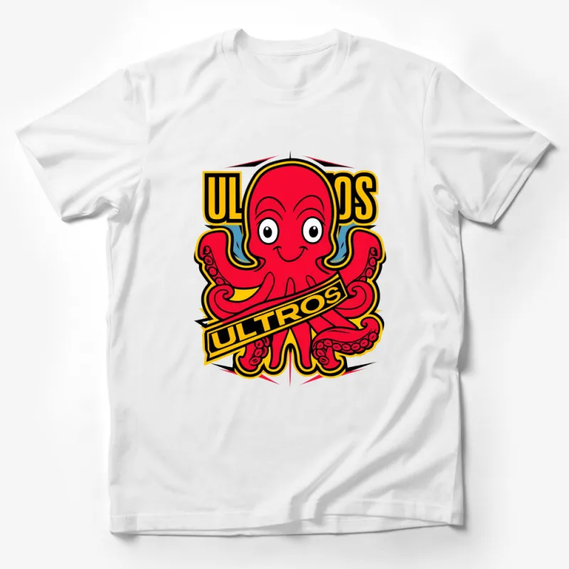 Cute Octopus Cartoon T-Shirt, Colorful Ultros Graphic Tee, Funny Red Octopus Shirt for All Ages Male T-Shirt