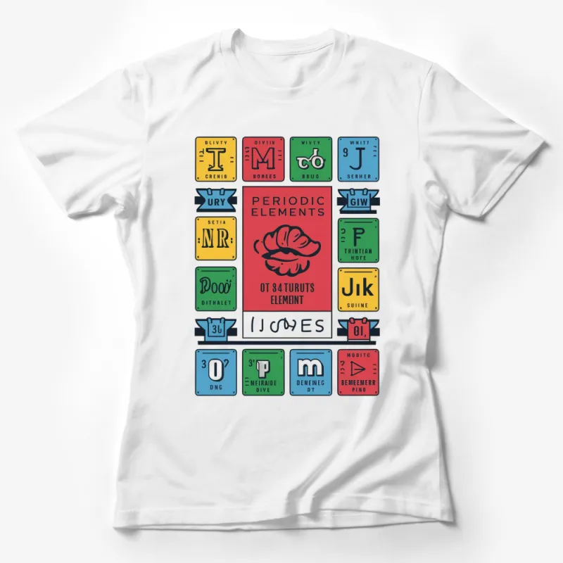 Vintage Periodic Table Elements T-Shirt with Red Brain Graphic, Educational Science Tee Female T-Shirt