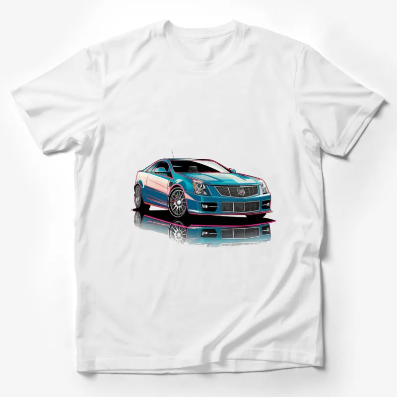 Colorful Sports Car Graphic T-Shirt, Cadillac Inspired Artistic Design, Trendy Street Style Tee, Unisex Fashion Male T-Shirt