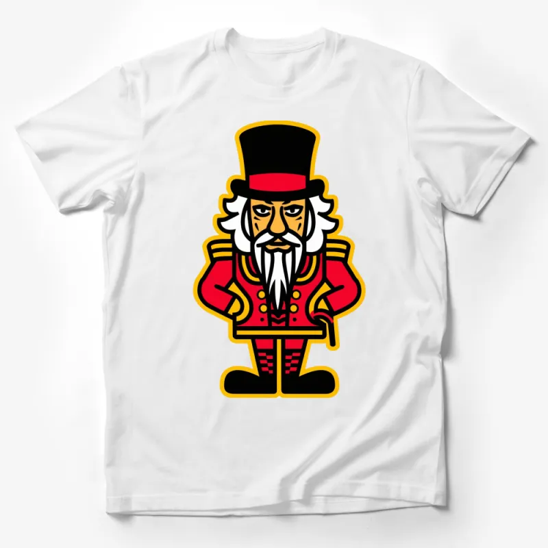 Vintage Circus Ringmaster T-Shirt, Red and Black Graphic Tee, Unique Illustrated Carnival Leader Shirt Male T-Shirt