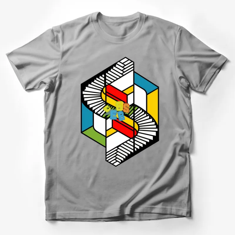 Colorful Abstract Geometric Cube Design T-Shirt, Unisex Graphic Tee, Art Inspired Shirt Male T-Shirt