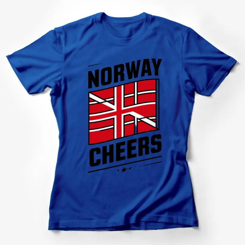 Norway Cheers Graphic T-Shirt, Patriotic Norway Flag Design, Red and White Casual Tee Female T-Shirt