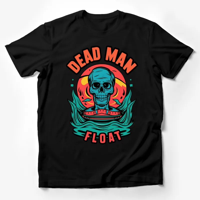 Dead Man Float Skull Graphic T-Shirt, Vintage Retro Style Colorful Tee, Unisex Casual Wear, Bold Statement Shirt Male T-Shirt