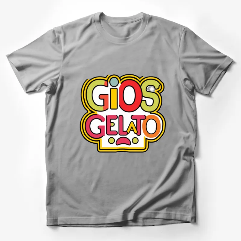 Retro Gios Gelato Logo T-Shirt, Vintage Style Colorful Ice Cream Graphic Tee, Unisex Fashion Male T-Shirt