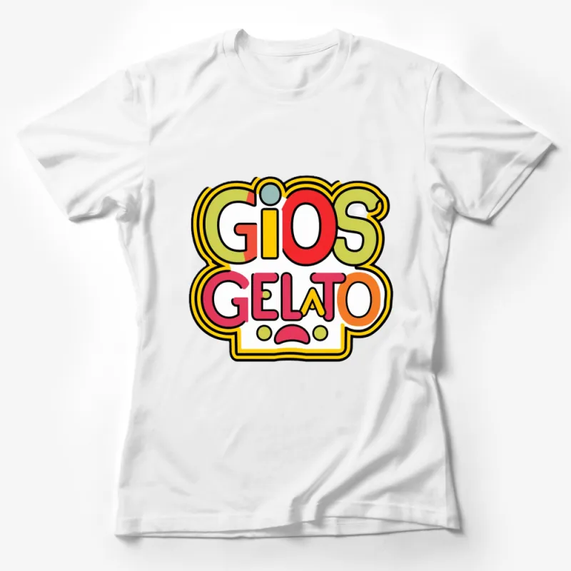 Retro Gios Gelato Logo T-Shirt, Vintage Style Colorful Ice Cream Graphic Tee, Unisex Fashion Female T-Shirt