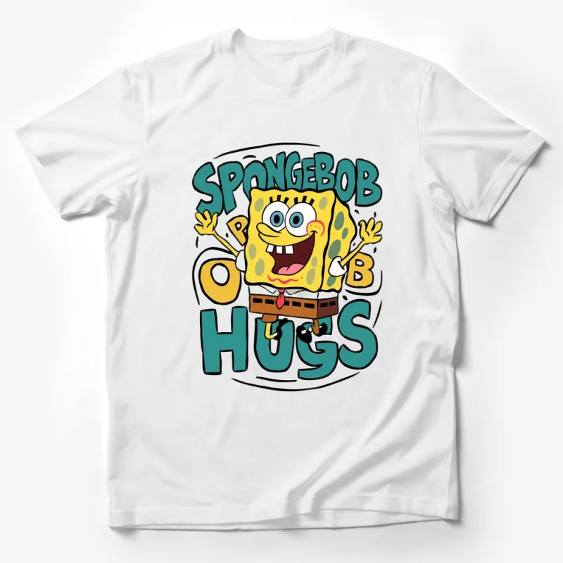 SpongeBob SquarePants Hugs Graphic T-Shirt, Funny Cartoon Character Tee, Gift for Kids and Adults Male T-Shirt