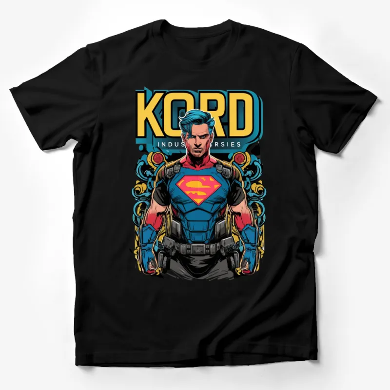 Kord Industries Superman Inspired Graphic T-Shirt, Colorful Superhero Casual Tee, Men's and Women's Sizes Available Male T-Shirt