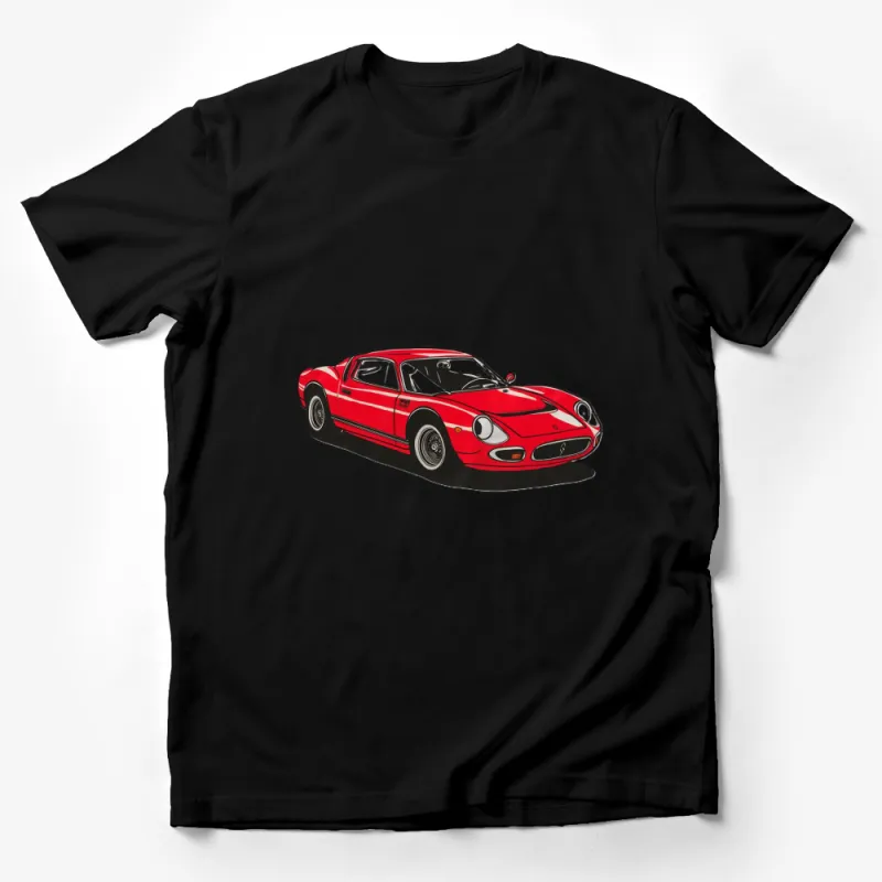 Vintage Red Sports Car T-Shirt, Classic Race Car Graphic Tee, Unique Car Lover Gift Idea Male T-Shirt