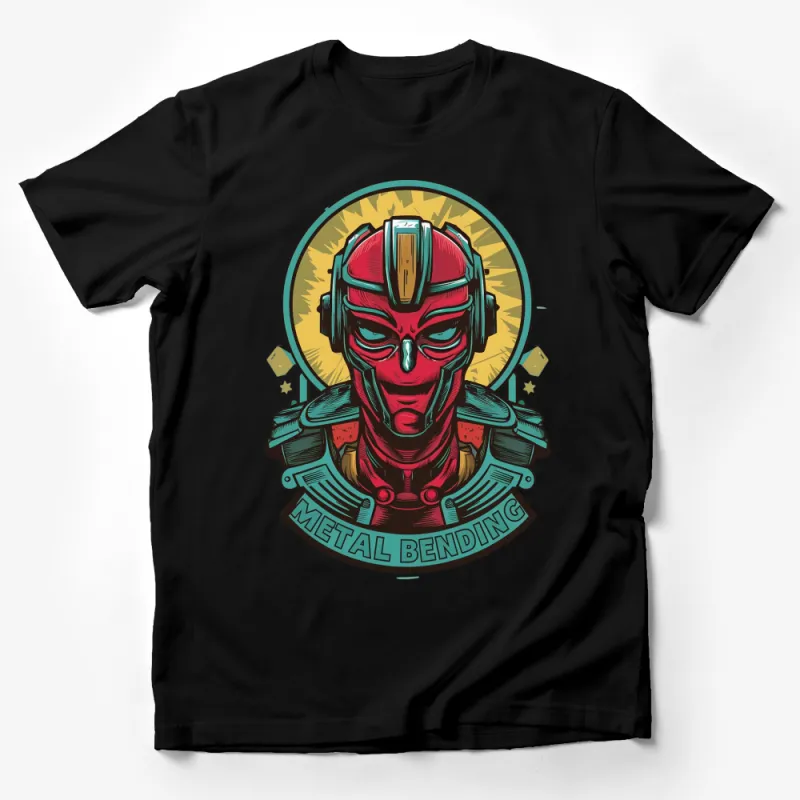 Unique Metal Bending Robot Design T-Shirt, Futuristic Armor Graphic Tee, Sci-Fi Apparel Male T-Shirt