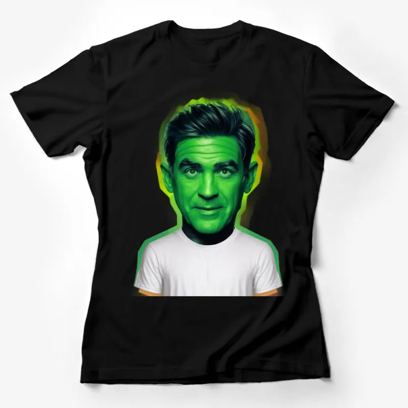 Unique Green Alien Face T-Shirt, Colorful Pop Art Style, Unisex Casual Top, Soft Graphic Tee Female T-Shirt