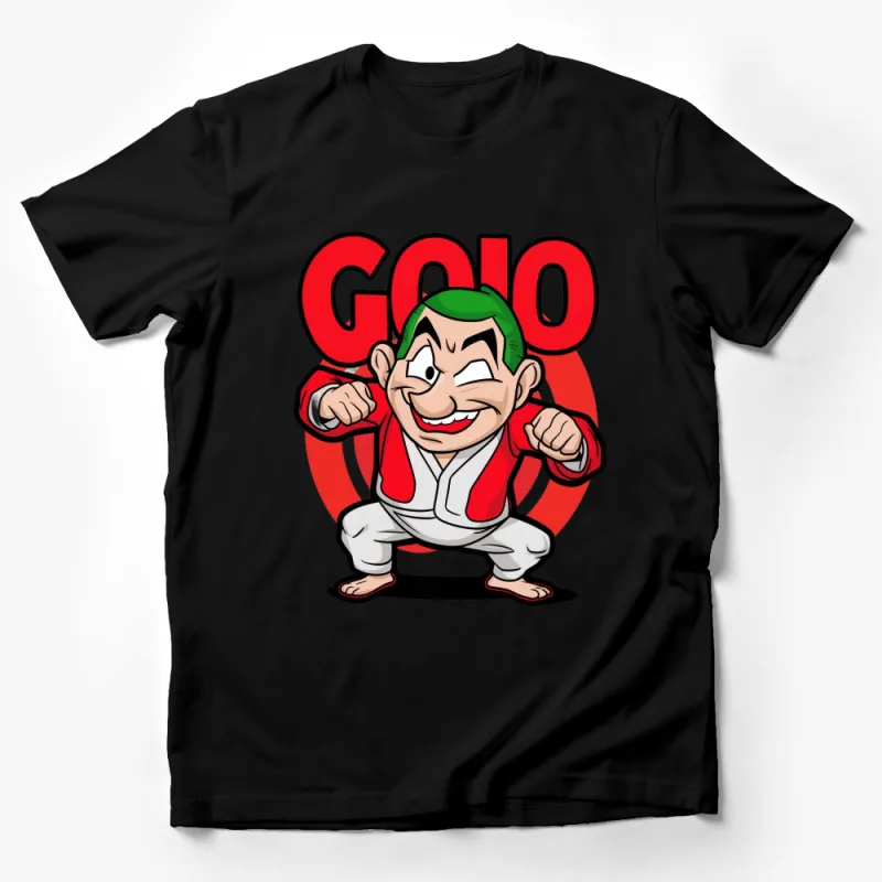 Colorful Gojo Anime Inspired Cartoon Martial Artist Graphic T-Shirt, Unisex Male T-Shirt