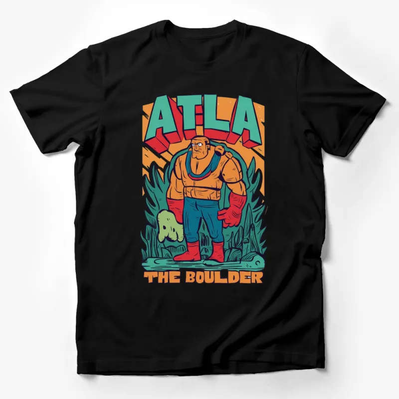 ATLA The Boulder Character T-Shirt, Vibrant Comic Style Graphic Tee, Colorful Bold Typography Shirt, Cartoon Fighter Male T-Shirt