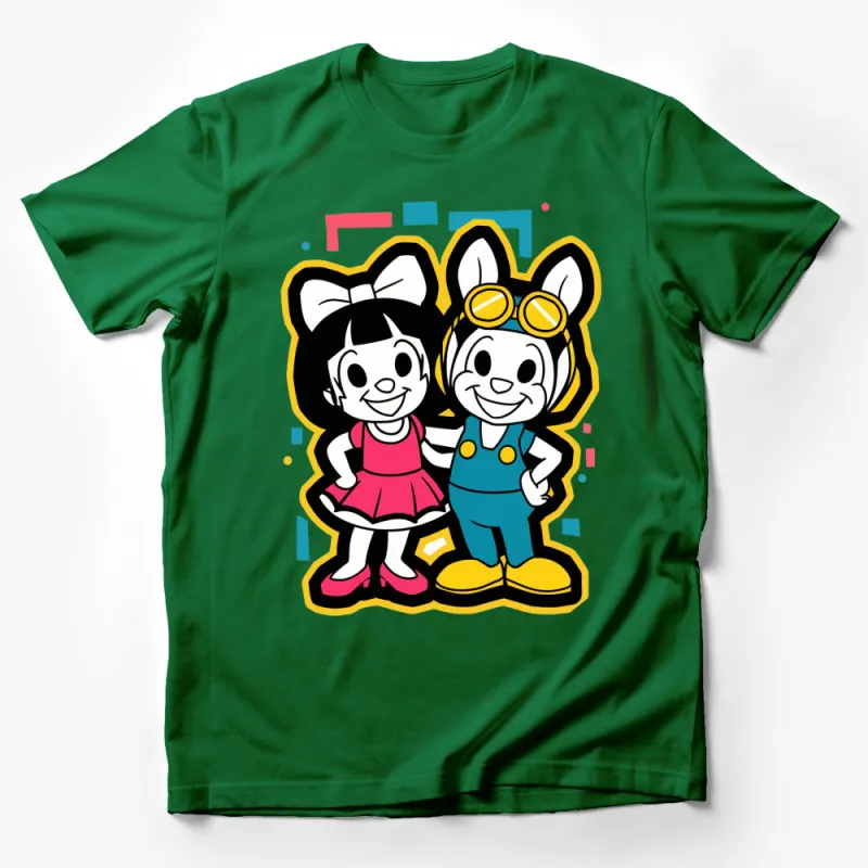 Retro Cartoon Characters T-Shirt, Bright Colors, Vintage Design Shirt for All Ages Male T-Shirt