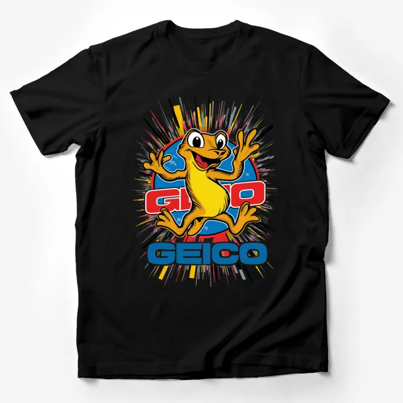 GEICO Gecko Graphic T-Shirt, Colorful Lizard Cartoon, Fun Casual Wear, Vibrant Kids and Adult Sizes Male T-Shirt