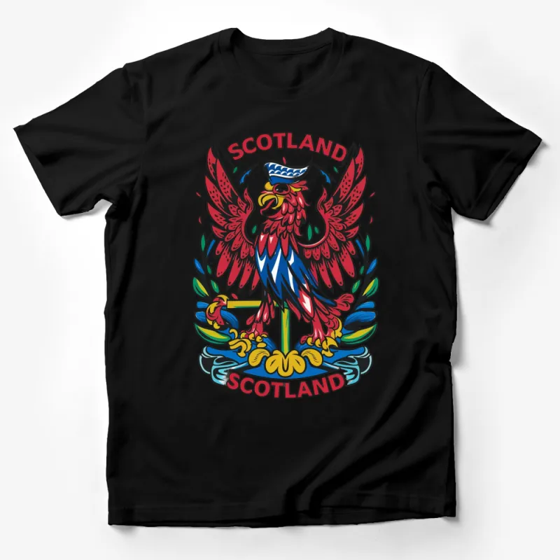 Scotland Eagle T-Shirt, Patriotic Scottish Emblem Graphic Tee, National Pride, Colorful Bird Art Male T-Shirt