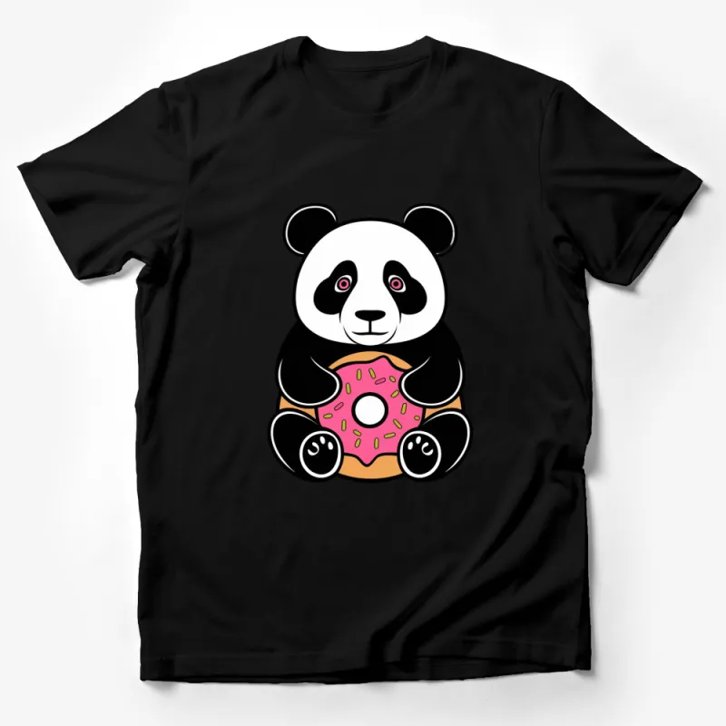 Cute Panda Bear with Pink Donut T-Shirt, Fun Animal Lover Gift, Unisex Graphic Tee for All Ages Male T-Shirt