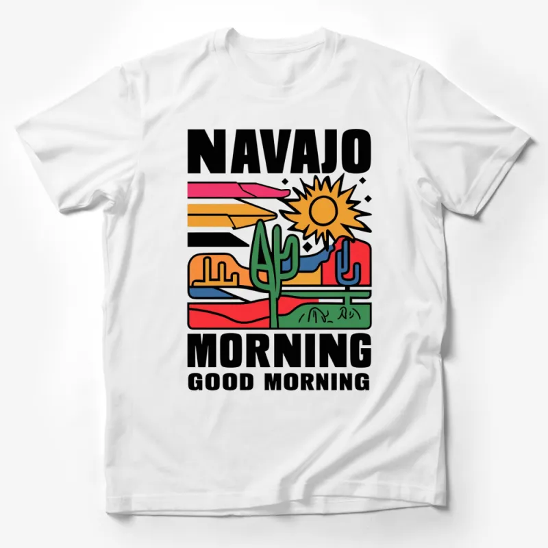 Navajo Inspired Graphic T-Shirt, Colorful Desert Sun Cactus Tee, Unique Southwestern Art Shirt Male T-Shirt