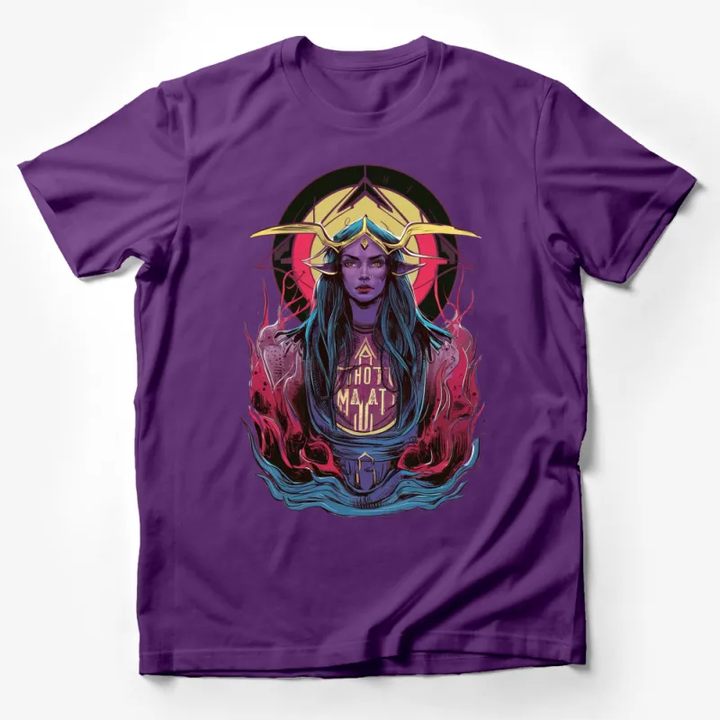 Fantasy Warrior Woman T-Shirt, Colorful Mystic Art Print, Ethereal Female Fighter Tee Design Male T-Shirt