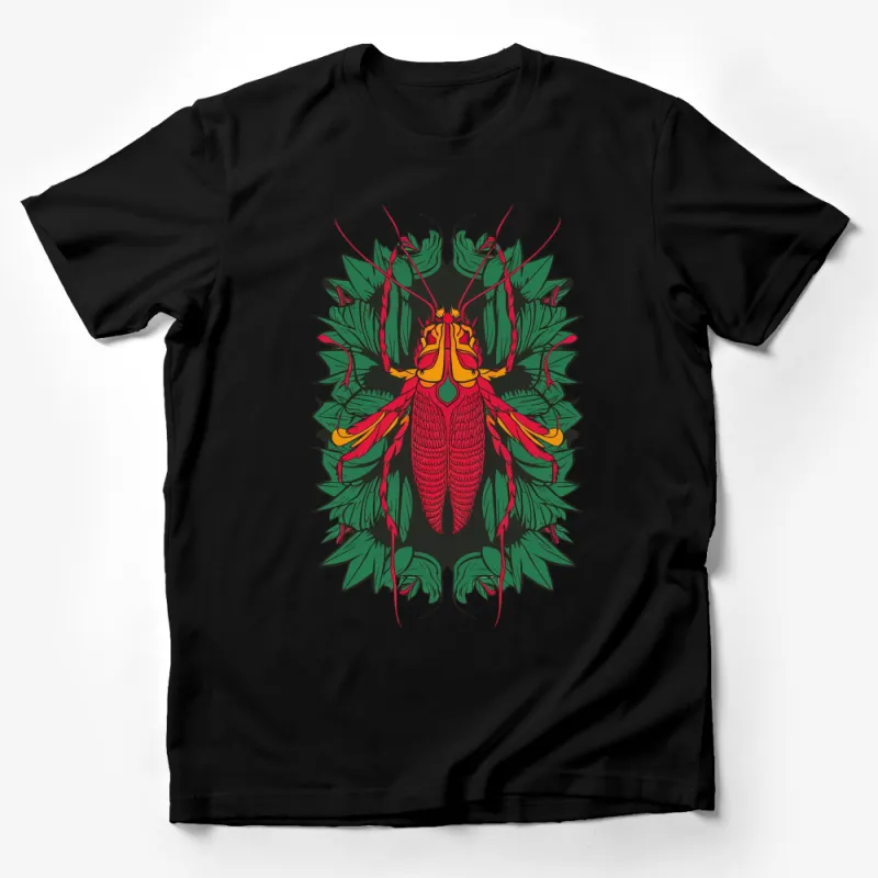 Tropical Beetle Graphic T-Shirt, Bold Red Insect Design, Unique Nature Inspired Tee for Men and Women Male T-Shirt