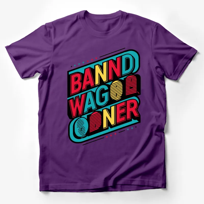 Retro Bandwagon Diner Graphic T-Shirt, Vintage Style Typography, Colorful Casual Tee Male T-Shirt