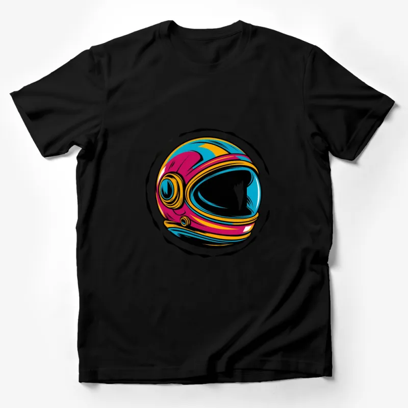 Colorful Retro Motorcycle Helmet Design T-Shirt, Vintage Biker Gear Tee, Unique Men's and Women's Top Male T-Shirt