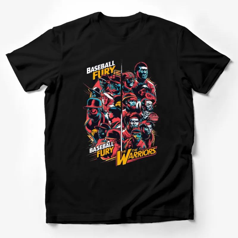 Vintage Baseball Fury vs The Warriors Graphic T-Shirt, Bold Comic Style Art, Retro Movie Fan Tee Male T-Shirt