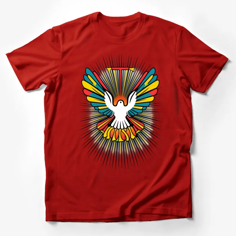 Colorful Dove Graphic T-Shirt, Peace Symbol Bird Art, Unisex Bird Lover Gift Male T-Shirt