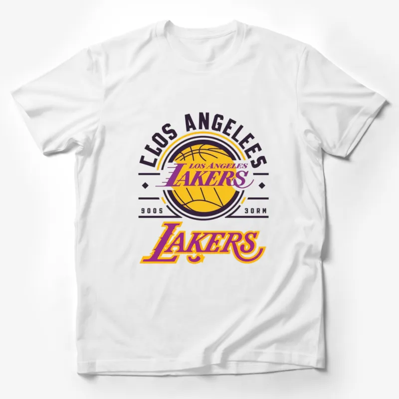 Los Angeles Basketball Team Yellow and Purple T-Shirt, Unisex Adult Sports Fan Shirt, Vintage Design Tee Male T-Shirt