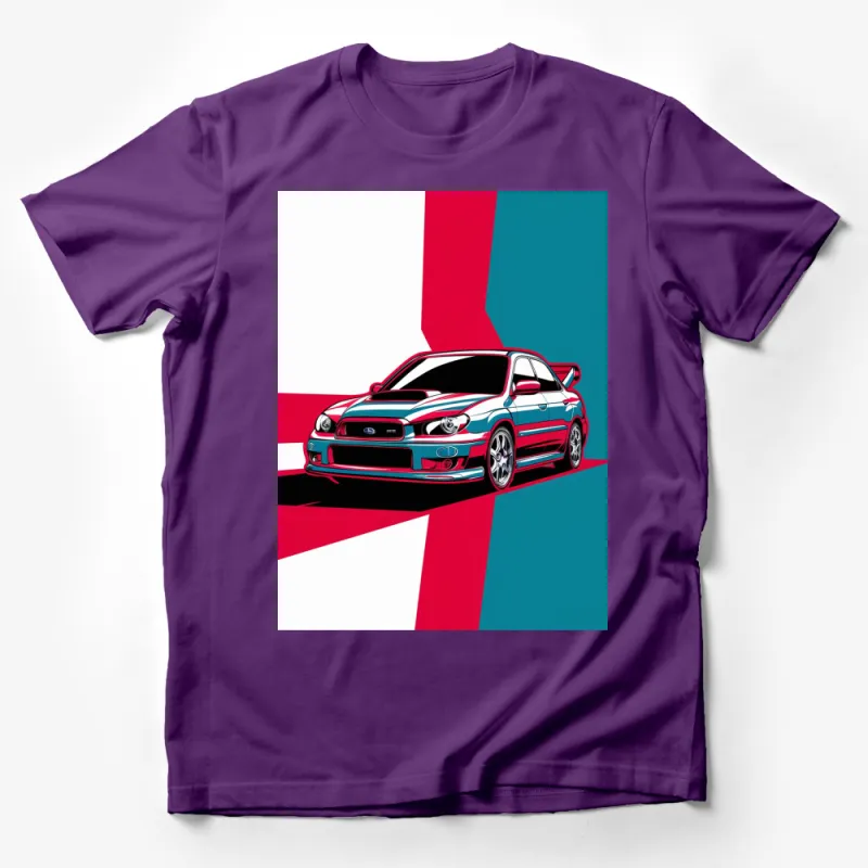 Retro Style Sports Car Graphic T-Shirt, Colorful Vintage Racing Car Tee, Bold Modern Design Male T-Shirt