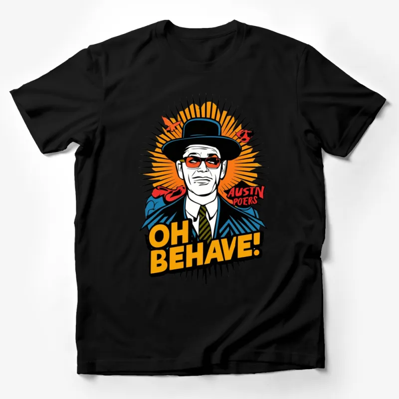 Vintage Spy Movie Inspired T-Shirt, Retro Comic Art Tee, Oh Behave Quote, Unique Pop Culture Shirt Male T-Shirt