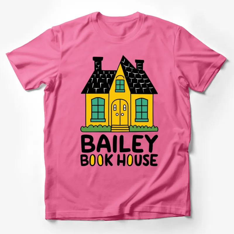 Bailey Book House Yellow Cartoon T-Shirt, Cute House Graphic Tee, Unisex Art Print Shirt Male T-Shirt