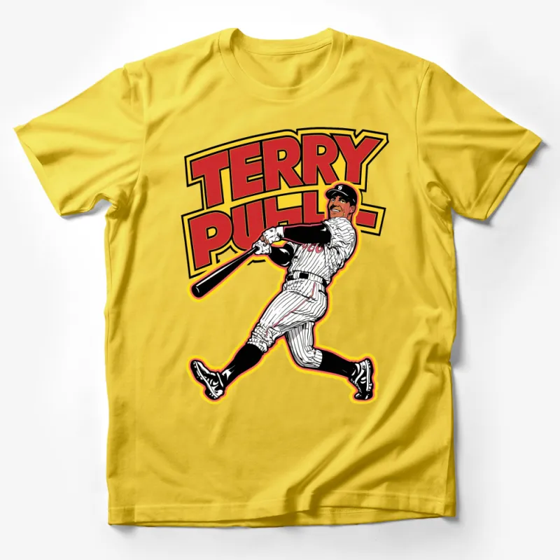 Vintage Baseball Player Graphic Tee, Retro Style Terry Puffy Sports T-Shirt, Unisex Male T-Shirt