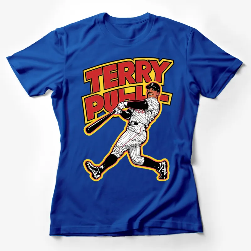 Vintage Baseball Player Graphic Tee, Retro Style Terry Puffy Sports T-Shirt, Unisex Female T-Shirt